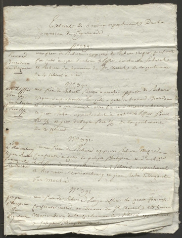 Extrait de l'ancien arpentement.