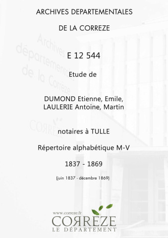Répertoire alphabétique : M-V