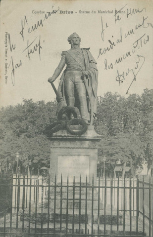 Brive-la-Gaillarde : "Corrèze - 57. Brive - Statue du Maréchal Brune".