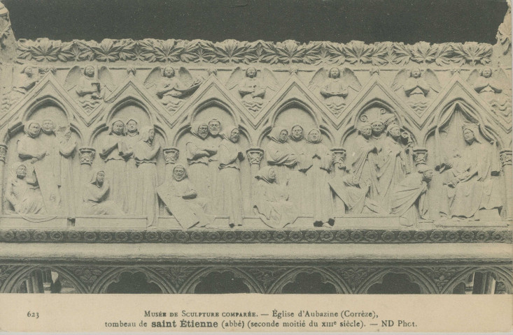 Aubazine : "623 - Musée de sculpture comparée - Eglise d'Aubazine (Corrèze) - Tombeau de Saint Etienne (abbé) (seconde moitié du XIIIe siècle)".