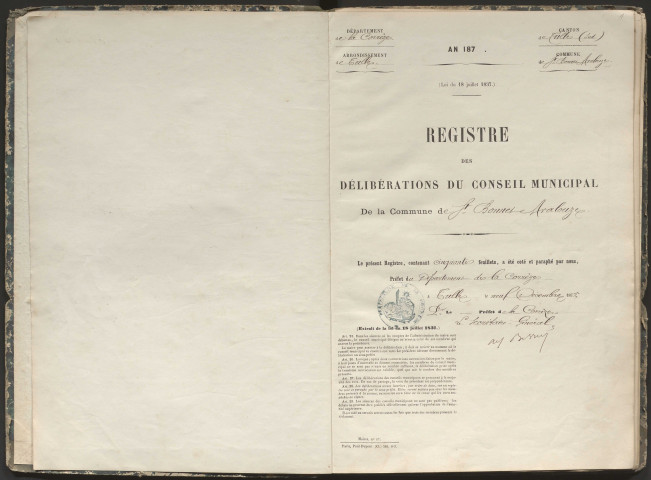 Délibérations du conseil municipal. 26 décembre 1875-11 novembre 1883