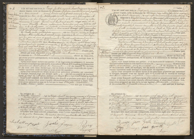 Mariages (1903-1921).