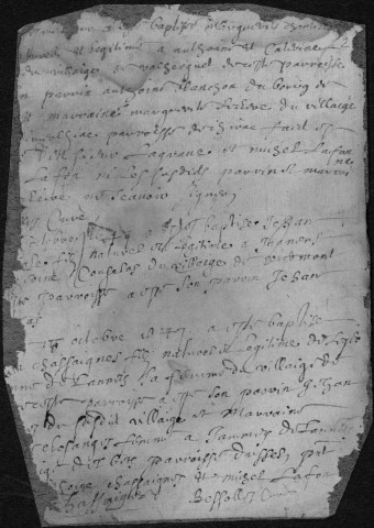 Baptêmes, mariages, sépultures (1647-1699)