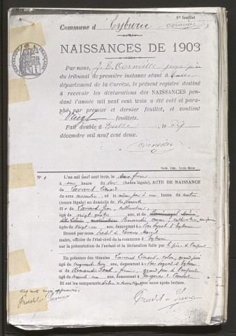 Naissances (1903-1921).