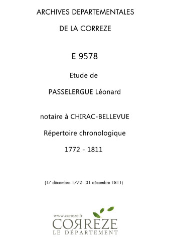 Répertoire chronologique : 17 décembre 1772-31 décembre 1811