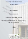 Feuille récapitulative de la population de la commune. 1954