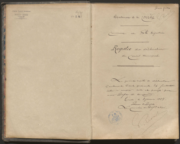 Délibérations du conseil municipal. 3 mars 1889-4 septembre 1910