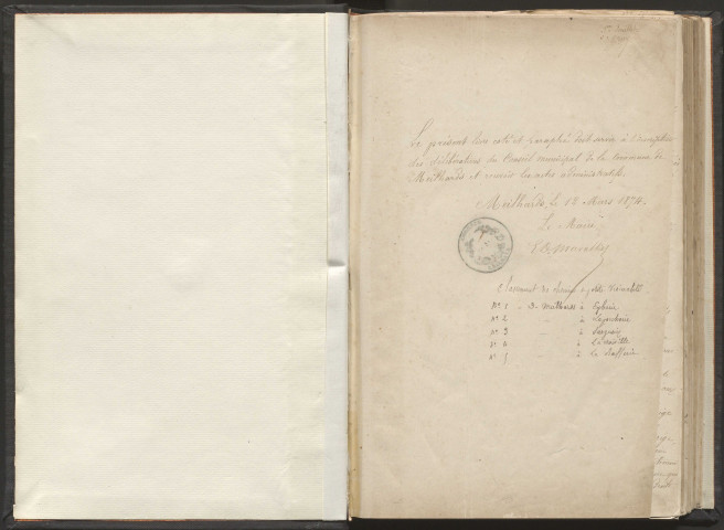 Délibérations du conseil municipal. 17 mai 1874-18 avril 1915