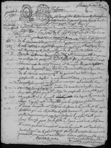 Naissances, mariages, décès (1793-1802)