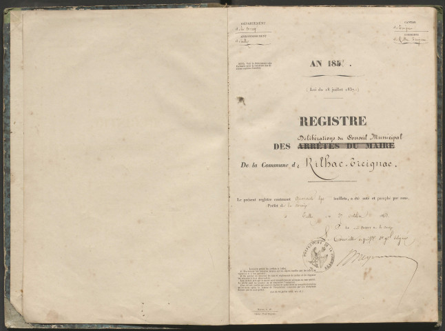 Délibérations du conseil municipal. 10 mai 1863-9 juin 1878