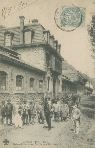 Bort-les-Orgues : "Corrèze - 157 - Bort - Usine Saint-Jacques, sortie des ouvriers".
