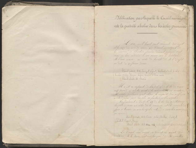Délibérations du conseil municipal : Commune de Chartrier-Ferrière. 11 mars 1877-09 décembre 1900