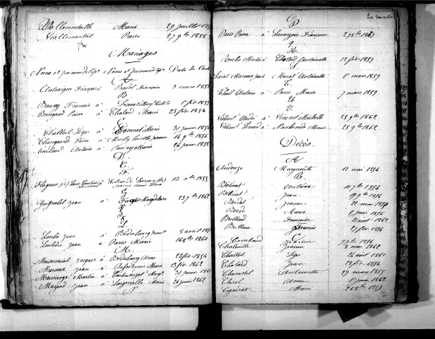 Tables décennales des décès (1853-1862)