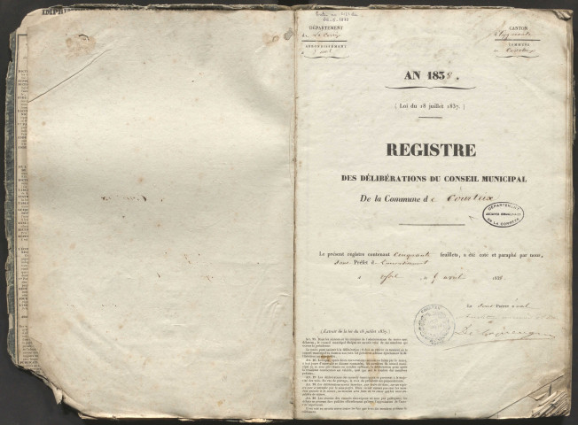 Délibérations du conseil municipal. 6 mai 1838-11 mai 1871