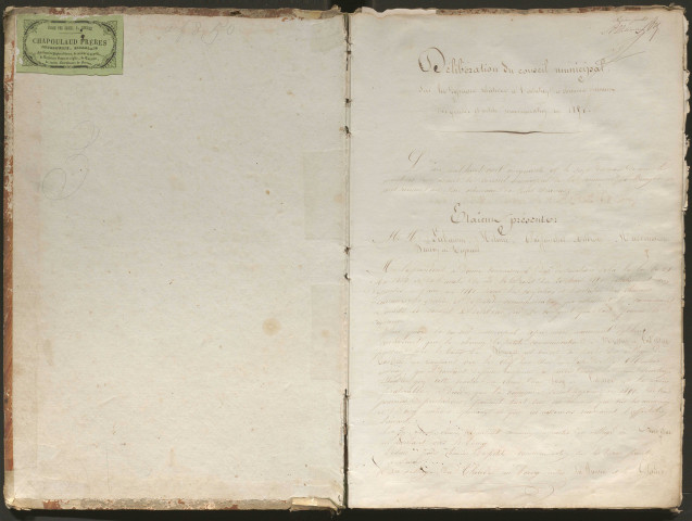 Délibérations du conseil municipal (16 mai 1850-8 octobre 1882). Séances de la commission de garde champêtre particulier (18 avril 1860-27 mai 1880). Délibération de la commission administrative du bureau de bienfaisance (21 février 1862). Procès-verbal d'installation du conseil municipal et élection d'un maire et d'un adjoint (17 septembre 1865-23 janvier 1885).