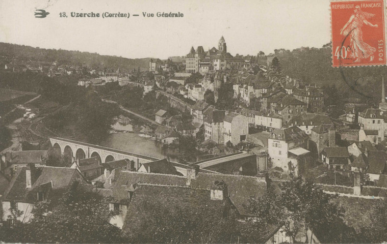 Uzerche : "13. Uzerche (Corrèze) - Vue panoramique".