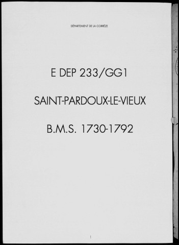 Baptêmes, mariages, sépultures (1730-1792)