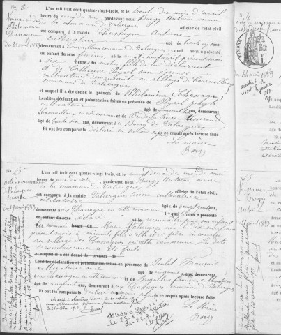 Naissances, mariages, décès (1883-1892)