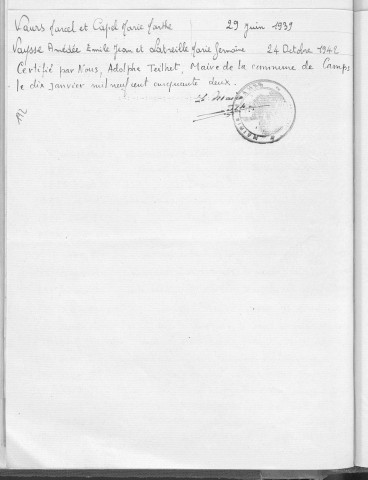 Tables décennales des décès (1933-1942, suite)