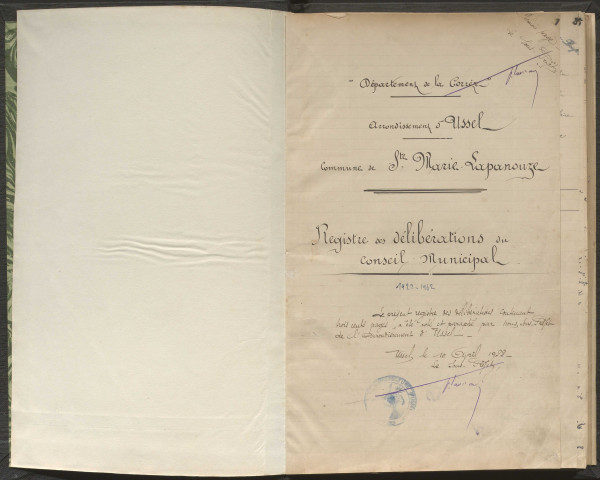 Délibérations du conseil municipal. 25 juin 1922-2 septembre 1962