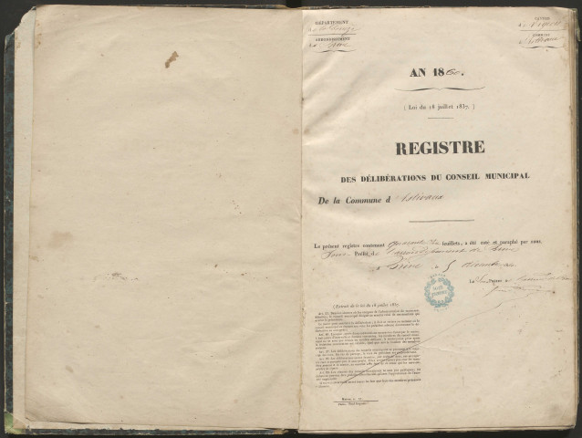 Délibérations du conseil municipal. 19 février 1861-25 mai 1875