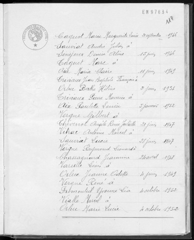 Tables décennales des mariages (1943-1952)