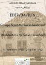 Délibérations du conseil municipal. 04 septembre 1938-29 juillet 1962