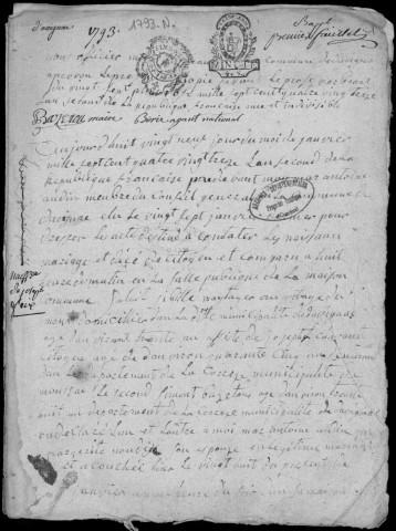 Naissances, mariages, décès (1793-1802)