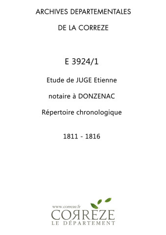 Répertoire chronologique : 1811-1816