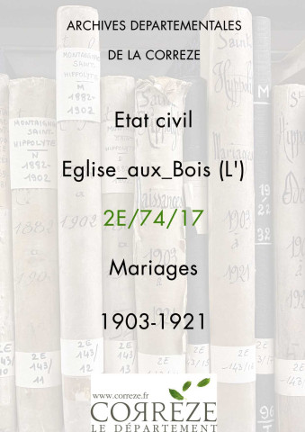 Mariages (1903-1921).