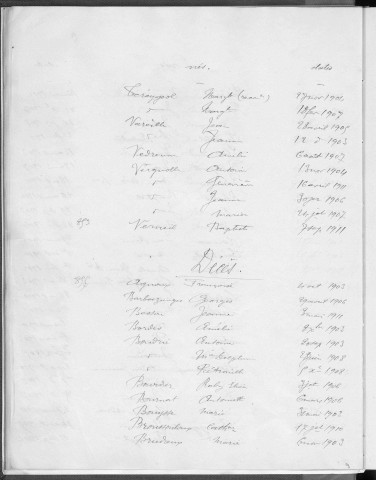 Tables décennales des décès (1903-1912)