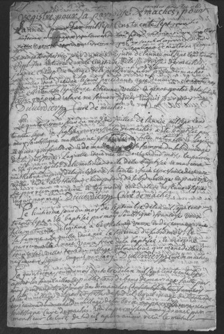 Baptêmes, mariages, sépultures puis naissances, mariages, décès (1737-1798)