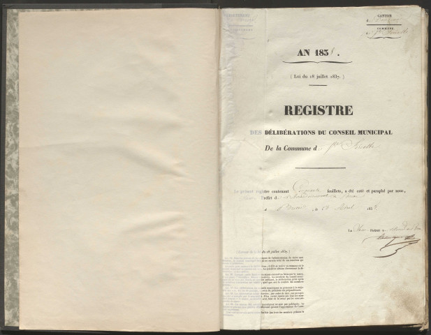 Délibérations du conseil municipal . 13 mai 1838-02 mai 1852