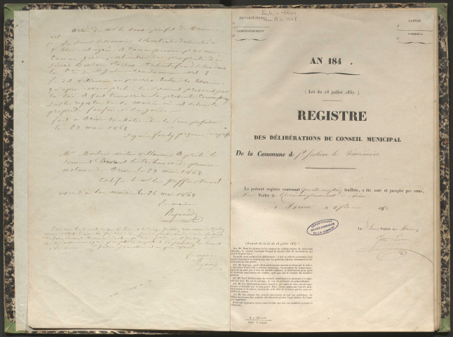 Délibérations du conseil municipal. 15 février 1852-10 février 1867