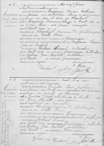 Naissances, mariages, décès (1893-1902)
