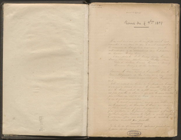 Délibérations du conseil municipal. 7 novembre 1897-20 février 1927