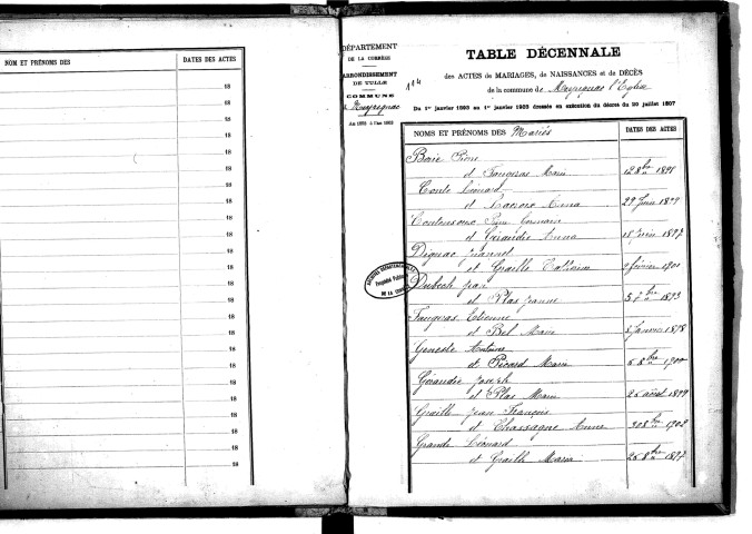Tables décennales des décès (1883-1892)