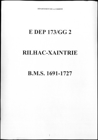 Baptêmes, mariages, sépultures (1691-1727)