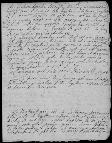 Baptêmes, mariages, sépultures (1666-1742)