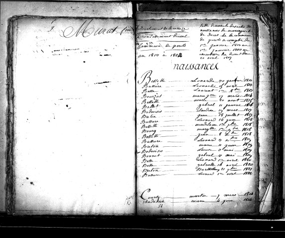 Tables décennales des décès (1813-1822)
