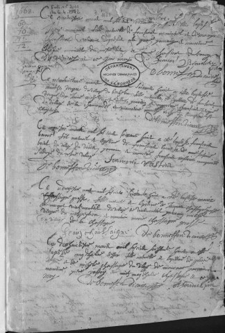 Baptêmes, mariages, sépultures (1668-1680)