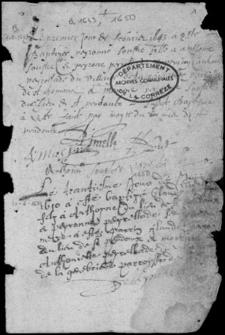 Baptêmes, mariages, sépultures (1643-1762)
