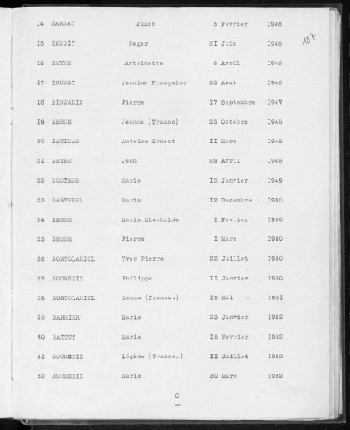 Tables décennales des décès (1943-1952)