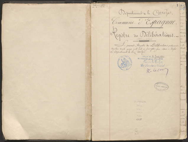 Délibérations du conseil municipal. 15 mai 1892-17 juin 1928