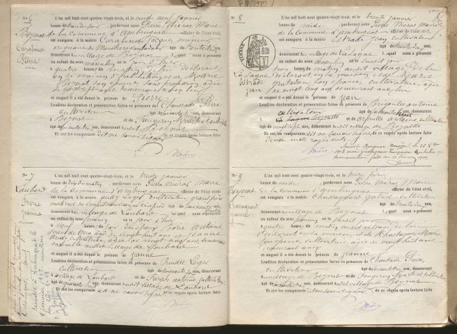 Naissances, mariages, décès (1883-1892)