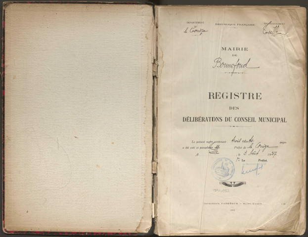 Délibérations du conseil municipal. 31 octobre 1937-23 septembre 1953