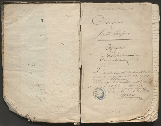 Délibérations du conseil municipal. 30 mai 1852-20 mai 1888