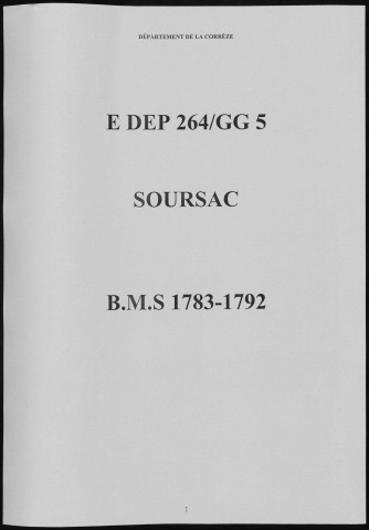 Baptêmes, mariages, sépultures (1783-1792)