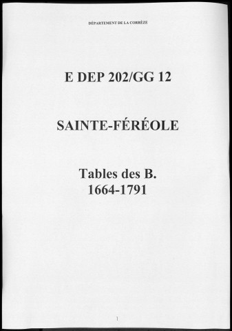 Baptêmes, mariages, sépultures (1664-1791)