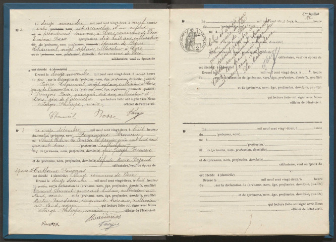 Décès (1922-1932).